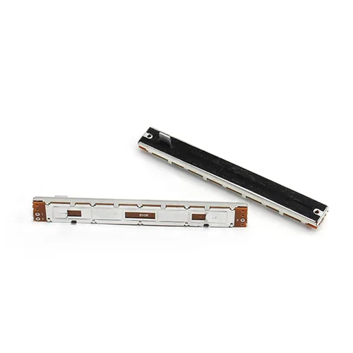 Miniatura 4 de Fielect 5 unids 10K Slide Potenciómetro de película de carbono Fader resistencias variables mezclador 5.039 in 3Pins 10K Ohm potenciómetros lineales