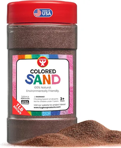 Hygloss Arena de Colores para Manualidades – Botella de 1 lb, Marrón – Kits de Arte con Arena Fina Sensorial Colorida y Vibrante para Niños –