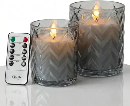 Miniatura 14 de VENTA Juego de 3 velas de pilar de marfil cálido Velas de cera real operadas por baterías con llama parpadeante Decoración atemporal para todo