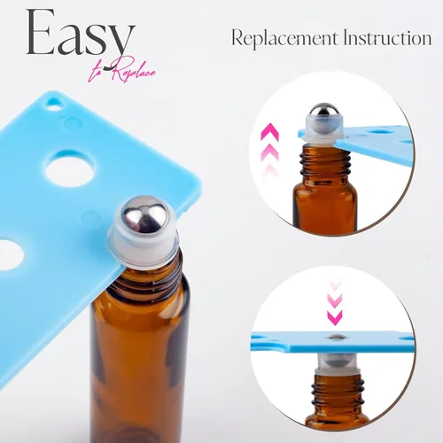 Miniatura 5 de Botellas enrollables de 0.3 fl oz para aceites esenciales, botellas de vidrio enrollables, botella de perfume recargable, con bolas de rodillo