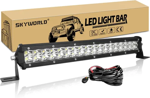 SKYWORLD Barra de luz de trabajo LED de doble fila de 15 pulgadas, 108 W, 10800LM, haz de punto antiniebla, 6000 K, lámpara de conducción