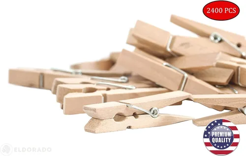 Miniatura 5 de Eldorado Pinzas para ropa, madera ntural estándar, a prueba de manchas, 3 pulgadas, paquete de 2400 unidades, para uso diario, ropa, toallas