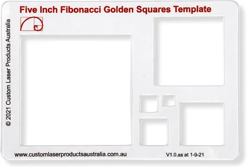 Plantilla de Stencil Cuadrada de 12.7 cm para Dibujo y Trazado: Una Plantilla Cuadrada Inspirada en Fibonacci para Artistas Permite la Aplicación