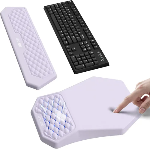 Miniatura 10 de Juego de alfombrilla ergonómica para mouse y reposamuñecas para teclado, diseño de masaje para aliviar el dolor del túnel carpiano, espuma Negro