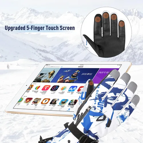 Miniatura 5 de Zando Guantes de nieve para niños y niñas, guantes impermeables de invierno, guantes de esquí para niños, guantes de viento cálidos