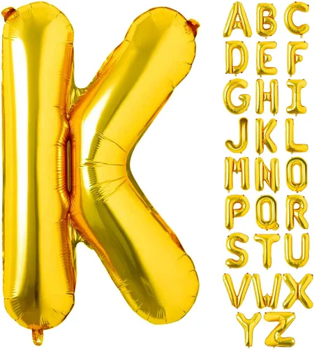 Lovoir Globos dorados grandes de 40 pulgadas con la letra K de gran tamaño, globo de helio de aluminio de Mylar para fiesta de cumpleaños, Letra K