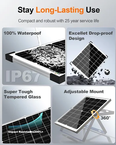 Miniatura 4 de SOLPERK - Cargador de batería solar de 15 W 12 V, panel solar impermeable + controlador de carga de 8 A de actualización + soporte de montaje