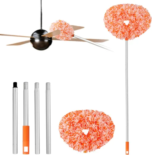 Miniatura 12 de Limpiador de ventilador de techo reutilizable de microfibra para ventilador de techo, limpiador extraíble con poste de extensión que se ajusta de 13