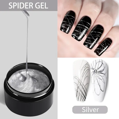 Miniatura 2 de Kit de esmalte de gel Spider para uñas, 0.18 onzas, gel de araña para arte de uñas, gel de dibujo de alambre para línea de panitado con pinceles