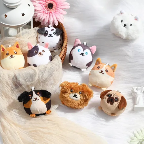 Miniatura 5 de Halloscume Juego de 18 mini animales de peluche a granel de gato cachorro de 3.15 pulgadas, juguetes para gatitos y perros, juego de llaveros