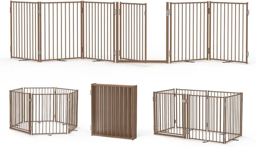 Miniatura 22 de No Pawblems - Puerta independiente para perros, valla plegable de 30 pulgadas de alto para interiores, extensión de puerta extra ancha para Blanco