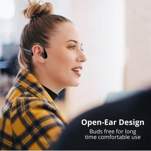 Miniatura 4 de SA04 - Auriculares deportivos inalámbricos Bluetooth ligeros de conducción ósea negra, con micrófonos, resistentes al sudor, impermeables