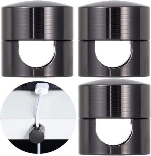 Miniatura 25 de SmallCat 6 juegos de soportes de cargador para cables, soportes de anclaje de cable ajustables negros, clips de cable de metal adhesivos