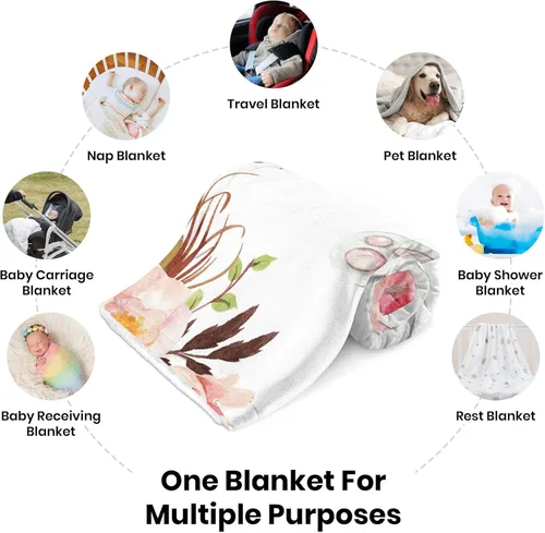 Miniatura 7 de J&SBGFT Manta personalizada para bebé niña, manta de recepción de elefante, regalo personalizado para bebé, esenciales para recién nacidos, 30 x 40