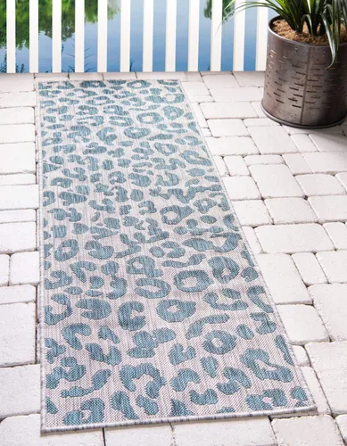 Miniatura 25 de Unique Loom Outdoor Safari Collection Alfombra de área - Leopardo (4 pies 1 pulgada x 6 pies 1 pulgada rectangular, gris claro/gris)