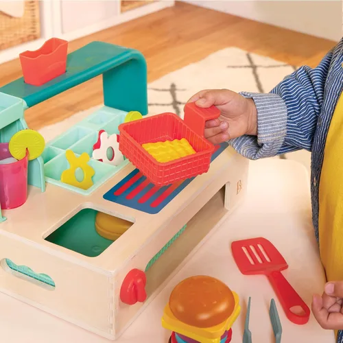 Miniatura 9 de B. toys Mini Chef - Build - A - Juego de hamburguesas - Juego de hamburguesas de madera - Juego de hamburguesas de madera - Jugar comida y rol