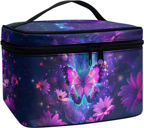 Miniatura 12 de Flashideas Bolsa de maquillaje para cosméticos Almacenamiento vertical Bolsa de maquillaje de viaje de gran capacidad, Caballo Azteca 1