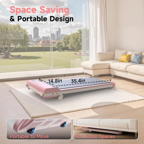 Miniatura 8 de Incline Walking Pad, 3.5HP Foldable Portable Treadmill with Handle Bars, Ultra Quiet ≤40dB Under Desk Treadmills for Home Office, 330LB Capacity