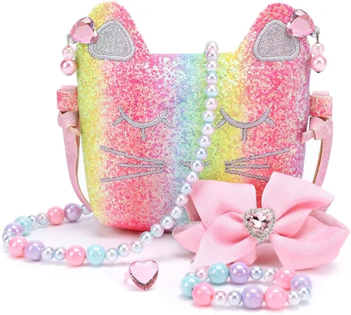 mibasies Bolso para niñas pequeñas, joyería de vestir, juego de simulación, accesorios para niños, regalos de sirena