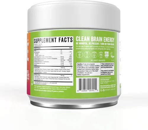 Miniatura 7 de BrainJuice Suplemento de apoyo cerebral nootrópicos, polvo sin gluten para energía y concentración, mezcla de bebida con L teanina, Alpha GPC