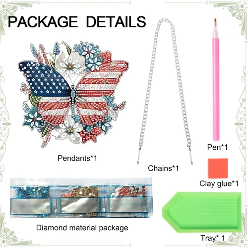 Miniatura 3 de AiYuanzsh Juego de colgante de pintura de diamante para el Día de la Independencia, con forma especial, puntos de diamante, adornos acrílicos