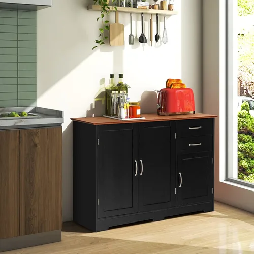 Miniatura 2 de Giantex Aparador de buffet Credenza - Armario de almacenamiento, mesa de consola de cocina, comedor, armario de entrada con armario de 2 puertas y 2
