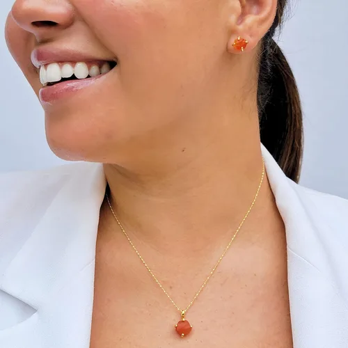 Miniatura 54 de Aretes de piedra preciosa natural en bruto con oro amarillo sobre plata de ley 925, 6 a 0.276 in, regalo de piedra de nacimiento de calidad genuina