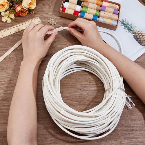 Miniatura 3 de BENECREAT 32.81 yardas de PVC Welt Cord Piping, 0.197 in blanco poliéster tubería cordón para ganchillo, tejer, tejer o recortar en prendas, cojines