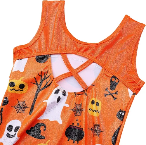 Miniatura 4 de TFJH E Leotardos de gimnasia para niñas, ropa de ballet para práctica, espalda cruzada, de una pieza, 3-12 años
