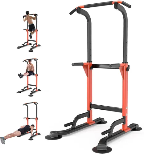 Z ZHICHI Pull Up Dip Station For Home Gym Strength Training Fitness Workout Station Chin-Ups Push-Ups Pull-Ups Dip-Ups 330LBS T055CDC Naranja