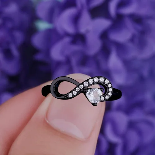 Miniatura 23 de Anillo Jo Wisdomo de compromiso. de plata esterlina, con corazón e infinito, anillo de amistad, para ella