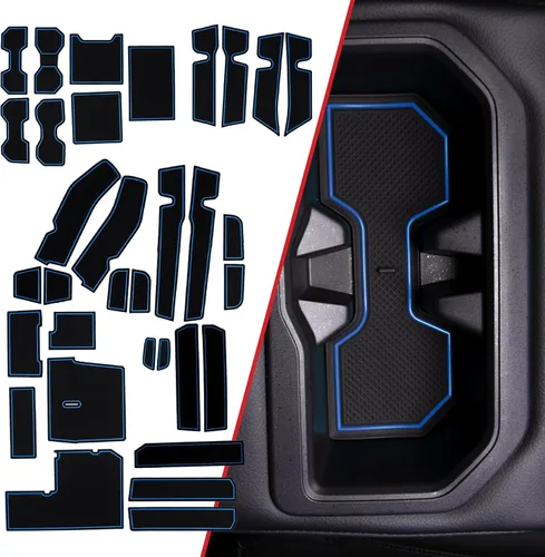 Miniatura 14 de CupHolderHero Compatible con accesorios Toyota Tundra 2014-2021 - Insertos de portavasos antideslizantes antipolvo, tapetes para consola central