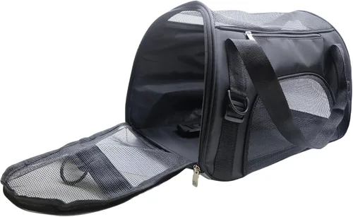 Miniatura 2 de ZaneSun Transportador para gatos, transportador de viaje para mascotas de lados suaves para gatos, perros y cachorros, bolsa cómoda portátil Negro