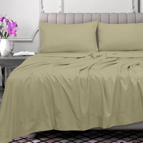 Miniatura 2 de Royale Linens Sábana Plana de Algodón Peinado de Fibra Larga 100% de 300 Hilos - Súper Suave - Sábanas Superiores - Sábana Plana King Se Vende Por
