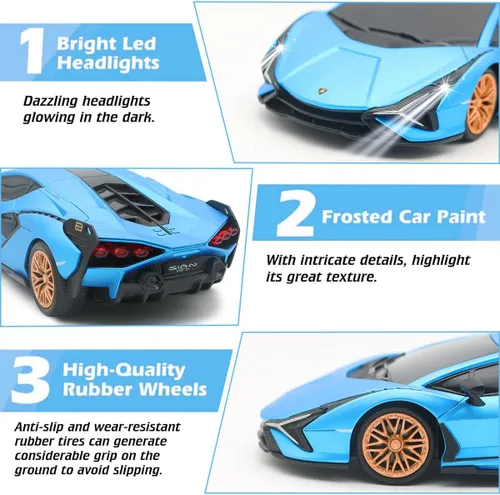Miniatura 2 de QUN XING Auto a control remoto 1:24 con licencia oficial de 2.4GHZ Rc Cars Lambo Sport Racing Toy Car para niños de 4 a 7 años, regalo de Azul