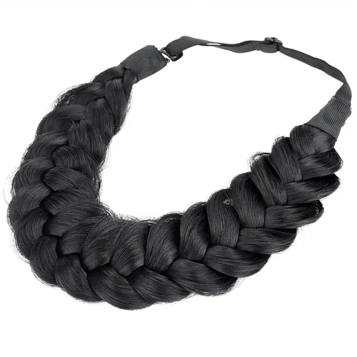 Miniatura 15 de Diadema ancha y despeinada de 2 mechones de cabello sintético trenzado, accesorio de belleza para mujeres y niñas, 62g/2.1 oz (caoba)