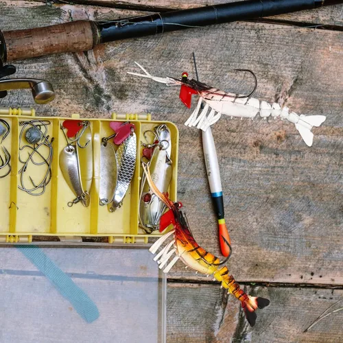 Miniatura 9 de INOOMP 5 uds. Señuelos de camarón de pesca luminosos Señuelos de camarón de PVC Señuelos de pesca cebos falsos de simulación de camarones cebos
