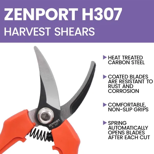 Miniatura 4 de Zenport Tijeras de cosecha de derivación de estilo europeo H307, corte de cosecha de uva de hoja curvada