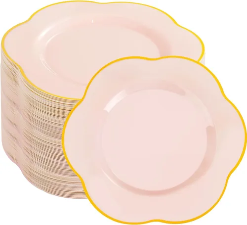 Miniatura 10 de Liacere 100 piezas de platos cuadrados de plástico blanco - 50 piezas de platos de cena resistentes de 9.5 pulgadas y 50 piezas de platos de postre