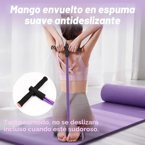 Miniatura 2 de Bandas de resistencia con asas, banda de resistencia elástica de pedal de pie de 6 tubos, tirador de tobillo de goma natural para abdominales, banda