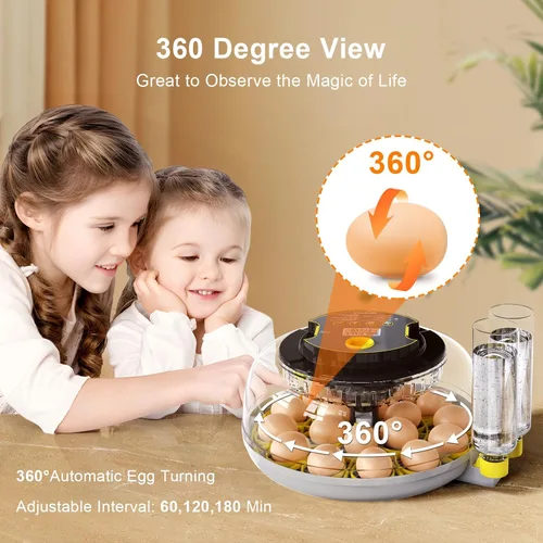Miniatura 3 de IBKINXX Incubadora para incubar huevos: capacidad de 18 huevos, nuevo girador automático de huevos, control de temperatura y humedad, visualización