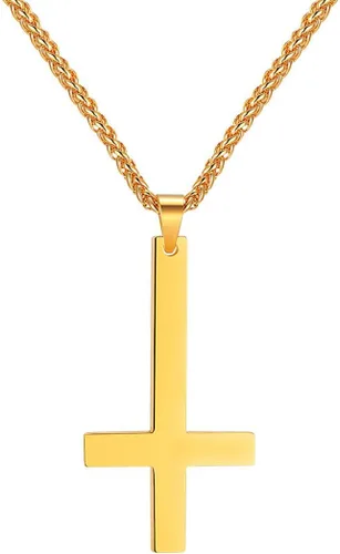Miniatura 14 de PROSTEEL Satanic Jewelry Upside Down Cross Necklace for Men Women, 316L Stainless Steel/925 Sterling Silver Inverted Cross/Leviathan Cross Pendant