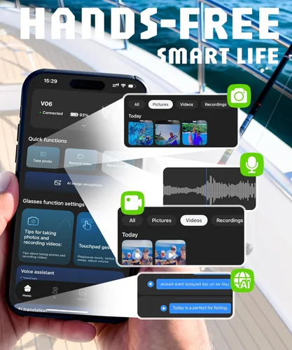 Miniatura 6 de Lentes inteligentes AI con cámara 4K, gafas de grabación de video con cámara, gafas de sol deportivas polarizadas con estabilización EIS