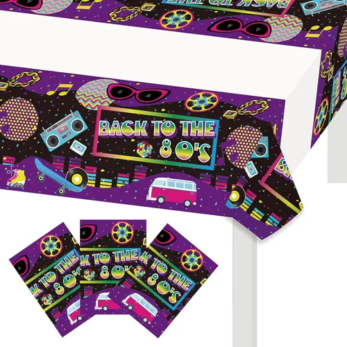 3 manteles de fiesta retro de los 80 para fiestas de radio de los 80 para retroceso de los 80/divertidos años 80/I Love 80s/Rock Punk Disco Hip Hop