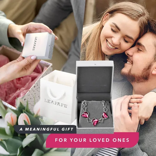 Miniatura 6 de Leafael - Pulsera de amor infinito con eslabones corazón de cristal y piedra natal regalos para mujer tono plateado 7 pulgadas con extensor de 2