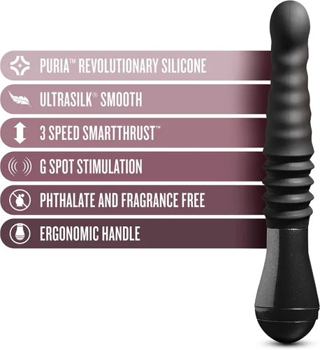 Miniatura 2 de Blush Temptasia Lazarus - Vibrador de empuje de 11.25 pulgadas, masajeador de silicona curvado para punto G y punto P, 3 velocidades SmartThrust