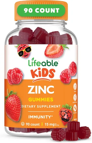 Lifeable Gomitas de zinc para niños | 15 mg | Suplementos de zinc para niños de gran sabor | Vitaminas vegetarianas de zinc sin OMG | para una piel
