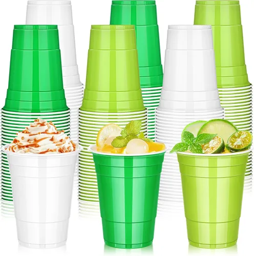 Miniatura 10 de DI QIU REN 150 vasos de plástico para fiestas azules de 16 onzas, vasos desechables de color blanco oscuro y azul claro a granel para fiestas