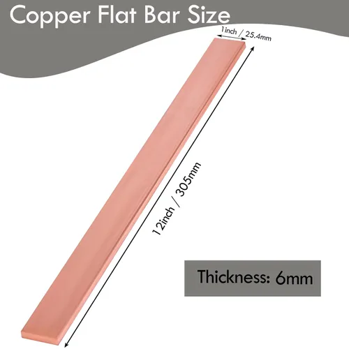 Miniatura 2 de Barra plana de cobre 110 de 1/4 "x 1" x 12" de largo, 0.236 in x 0.984 in x 12.008 in de cobre