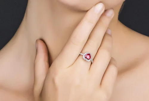 Miniatura 2 de Yaya Fashion - Anillos de boda clásicos para mujer, con forma de corazón de rubí rojo, chapado en plata 925, joyería fina para novia, accesorios